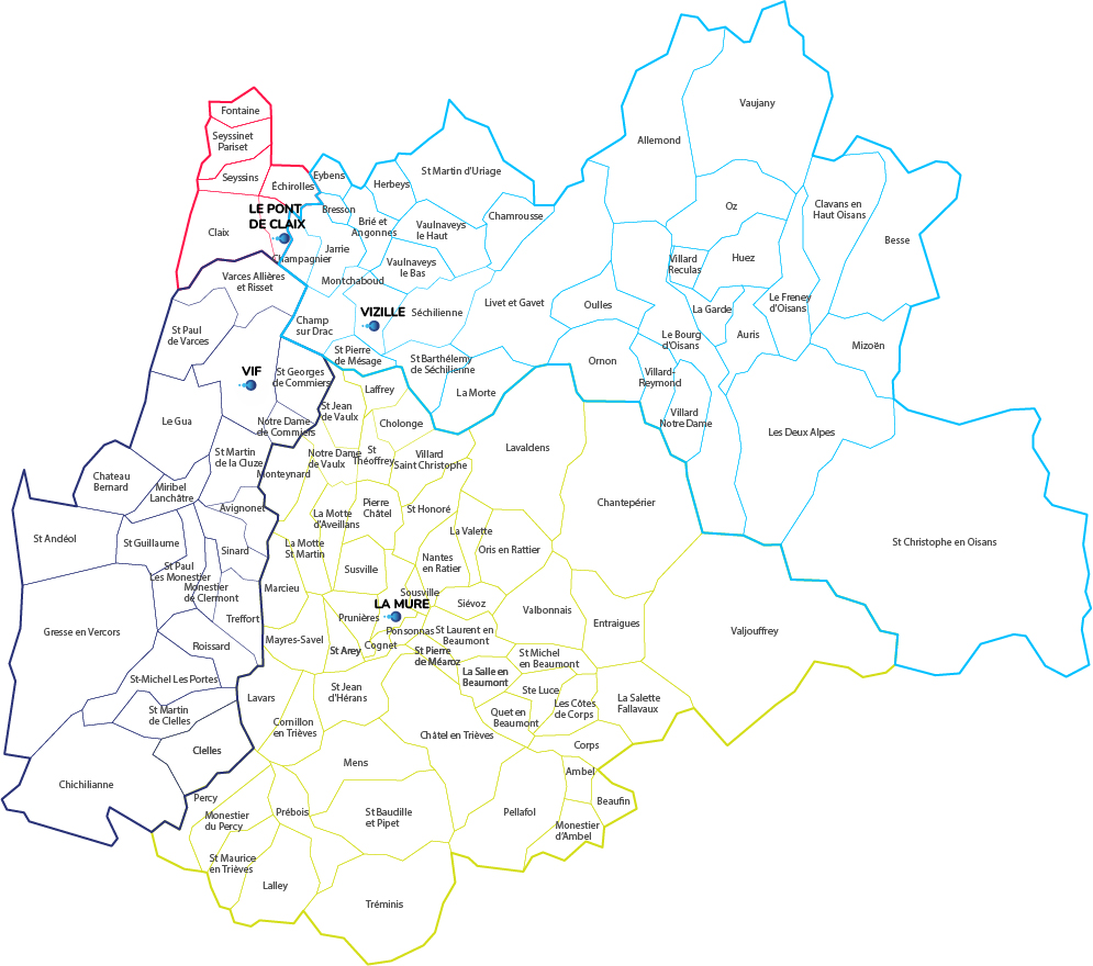 Carte du territoire d'intervention de La Fourmi